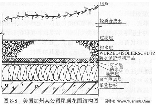 美国加州某公司屋顶花园结构图