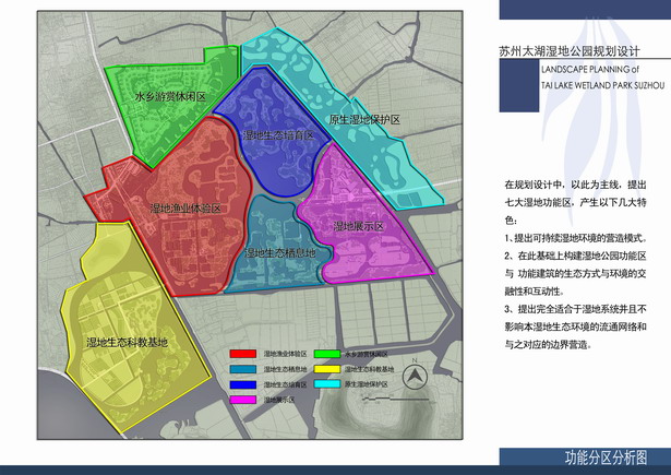 苏州太湖湿地公园规划设计功能分区分析图