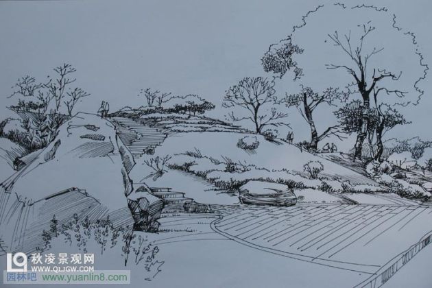 photoshop园林景观水彩表现步骤