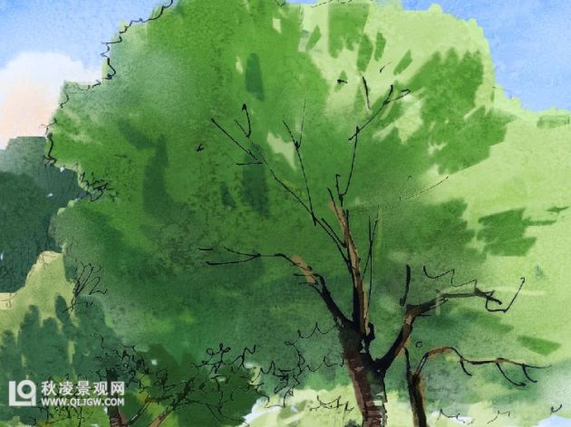 photoshop园林景观水彩表现步骤