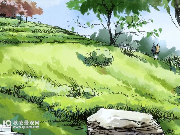 photoshop园林景观水彩表现步骤